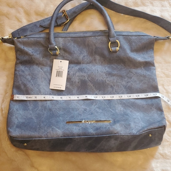♥️ NEW ♥️ STEVE MADDEN STUDDED DENIM SATCHEL ♥️ - Picture 6 of 8